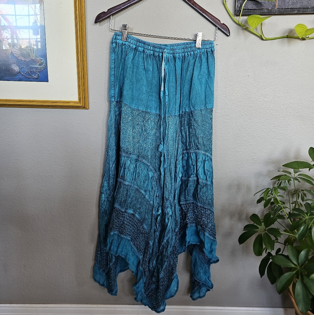 Beautiful Deep Blue Free Size Handkerchief Boho Skirt